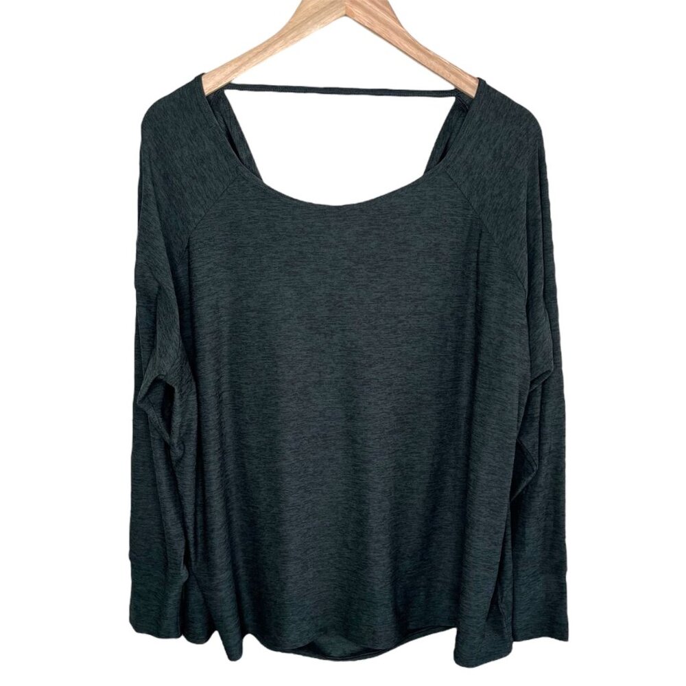Spanx SkySoft Open Back Moisture Wicking Long Sleeve top 2X 50879R
